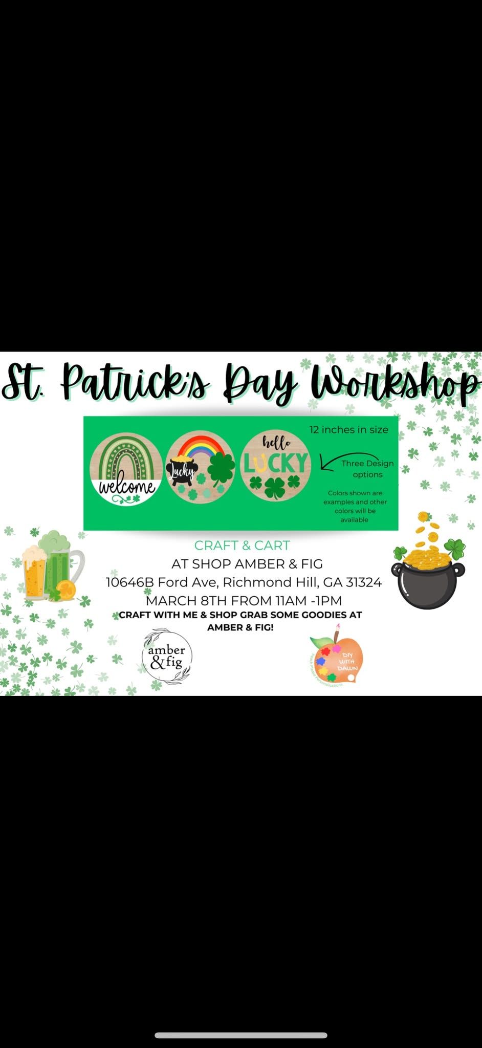 DIY WITH DAWN ST PATRICKS DAY WORKSHOP -AMBER & FIG(RH)