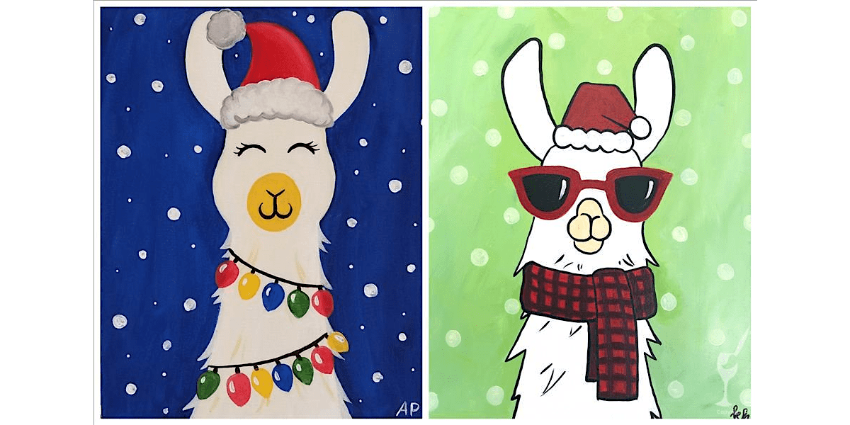 Joyful Christmas Llama - Paint and Sip in Austin | Classpop!\u2122