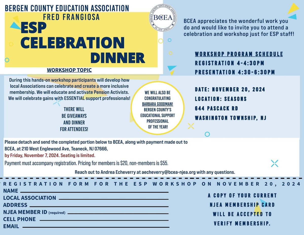 BCEA Fred Frangiosa ESP Celebration Dinner Workshop