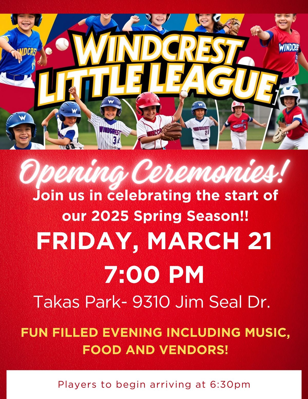 Windcrest Little League- Spring 2025 Opening Ceremonies 