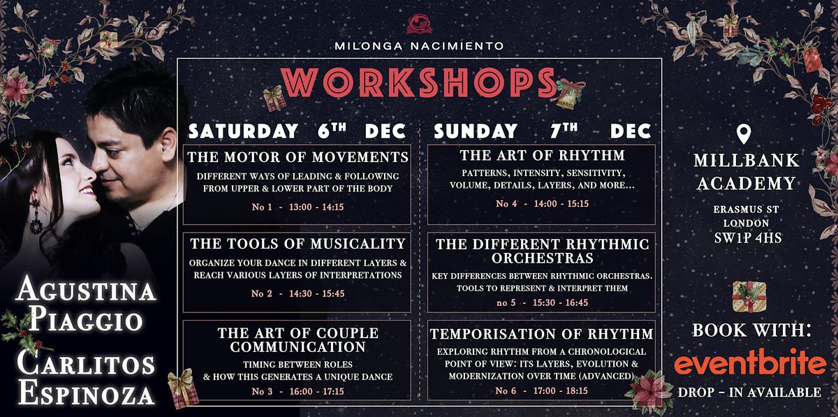 Milonga Nacimiento - Workshops - Carlitos Espinoza & Agustina Piaggio