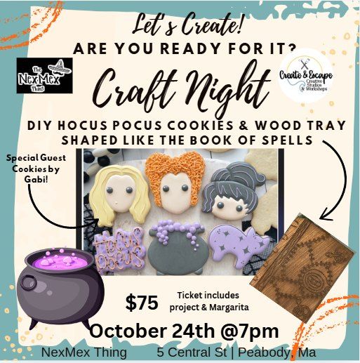 Hocus Pocus Cookie Decorating & Book of Spells Wood Tray 10\/24 7pm@Nex Mex Thing