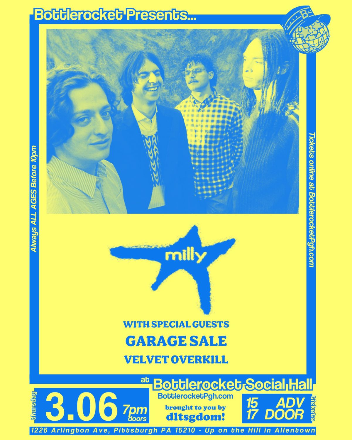 MILLY w\/ Garage Sale + Velvet Overkill at Bottlerocket Social Hall