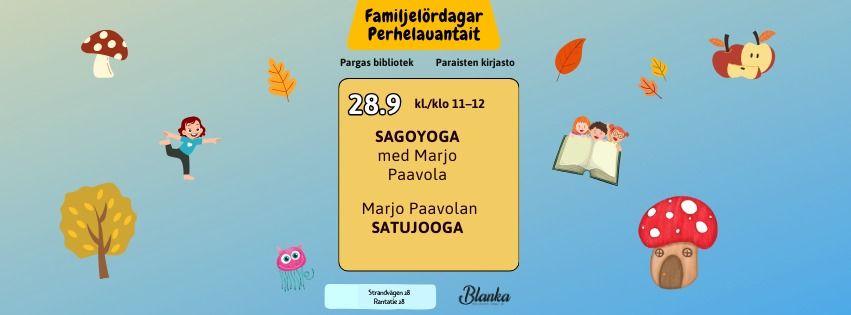 Familjel\u00f6rdag i Pargas bibliotek \/ Perhelauantai Paraisten kirjastossa