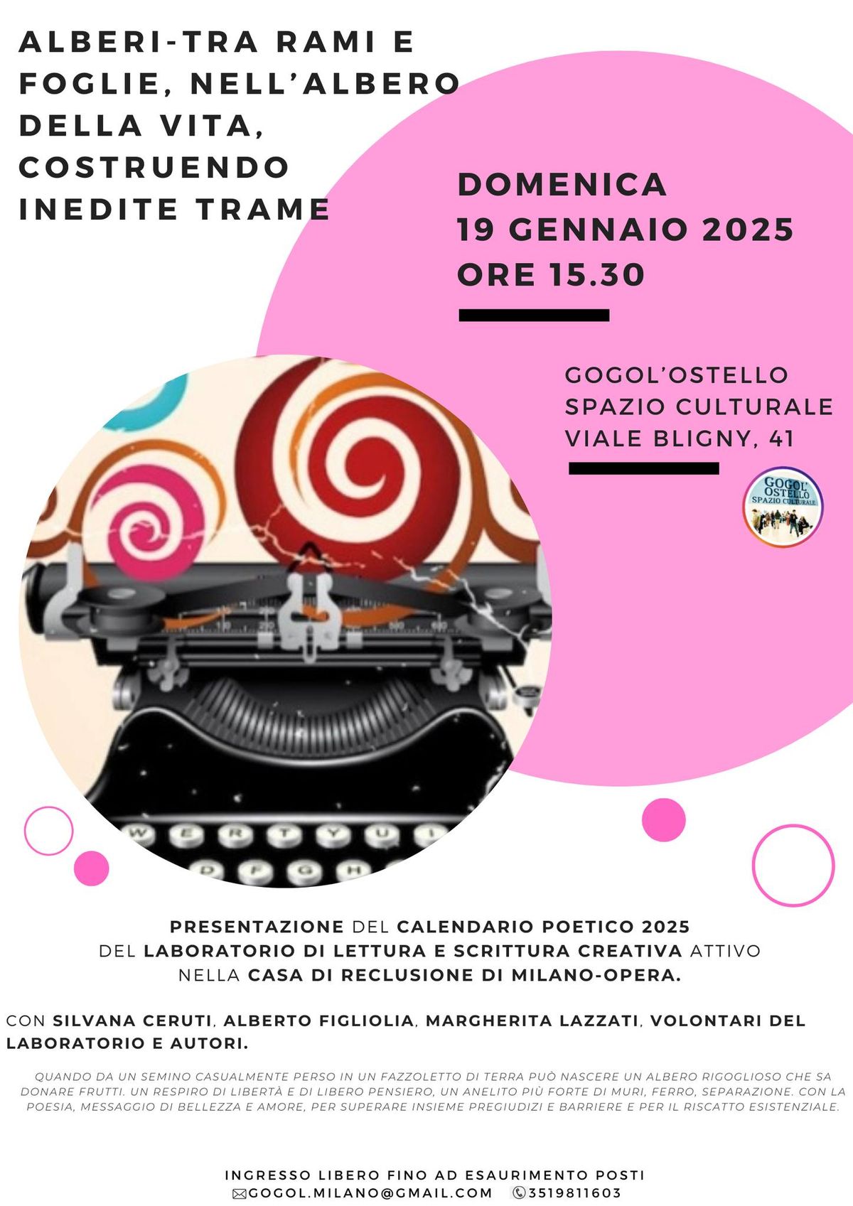 Presentazione del CALENDARIO POETICO 2025 del laboratorio attivo nella casa di reclusione di Opera