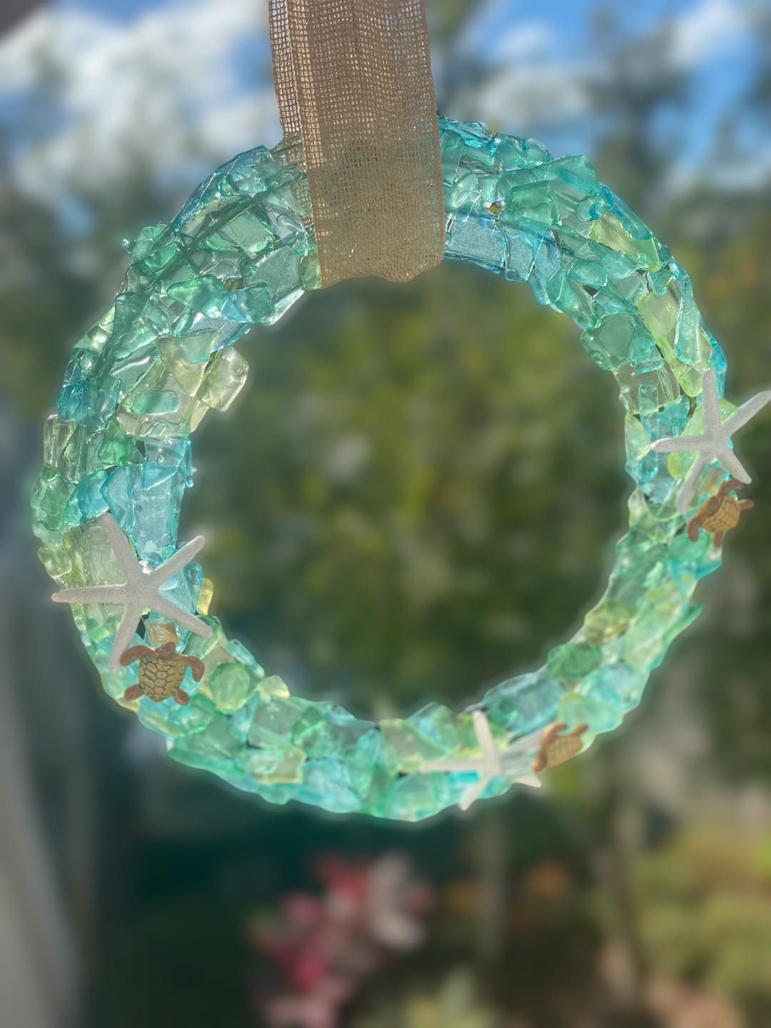 Sea Glass Sea Turtle Resin Wreath