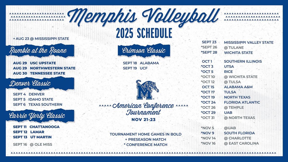 Parking Memphis Tigers at Denver Pioneers Womens Volleyball