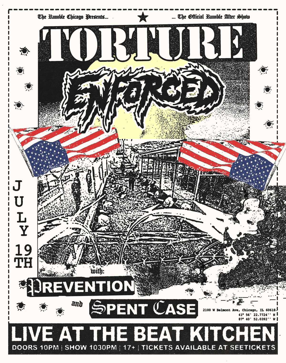 The Rumble Official After Show Torture \/ Enforced \/ Prevention \/ Spent Case at Beat Kitchen