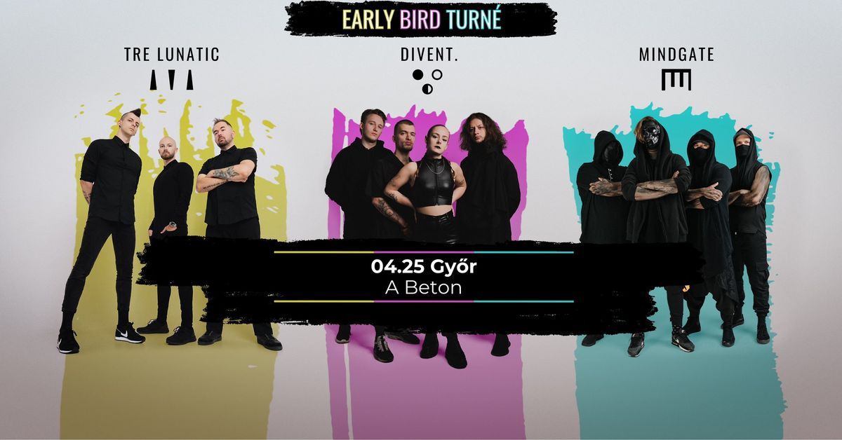 EARLY BIRD TURN\u00c9  - DIVENT. - MINDGATE - TRE LUNATIC \/\/ A BETON \/\/ 04.25