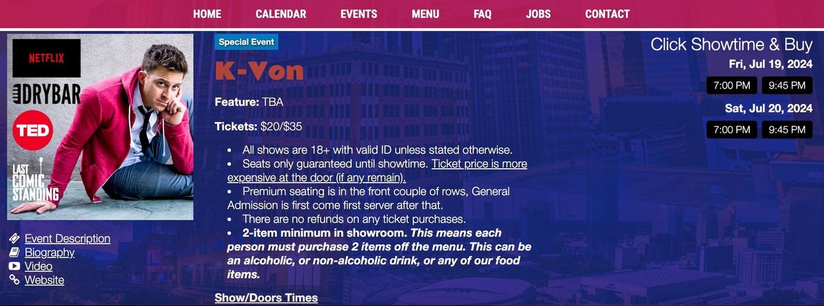Comedian K-von in Oklahoma City (7\/19-20) ages18+ ok