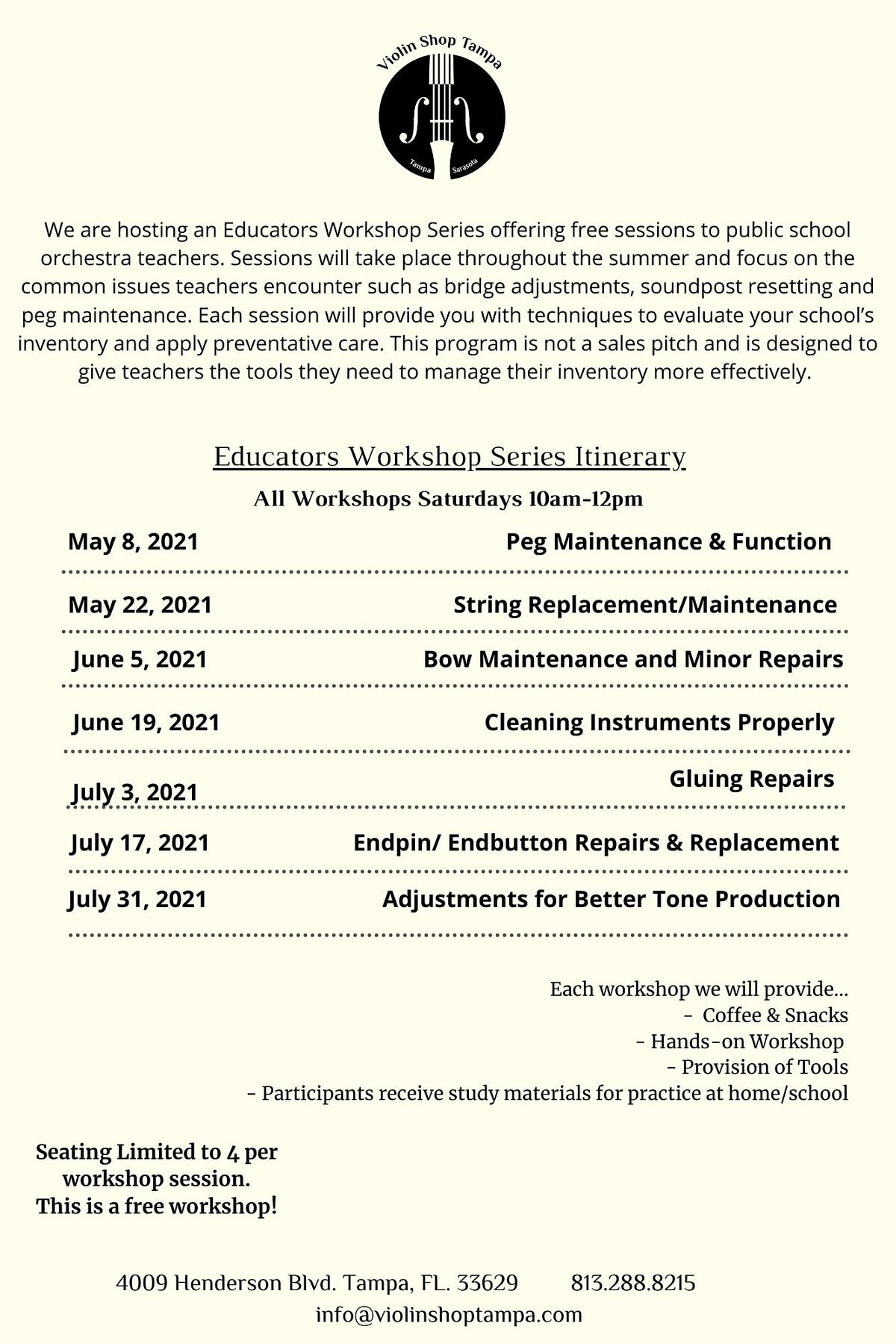 Educator Workshop Series  -  Adjustments for Better Tone Production