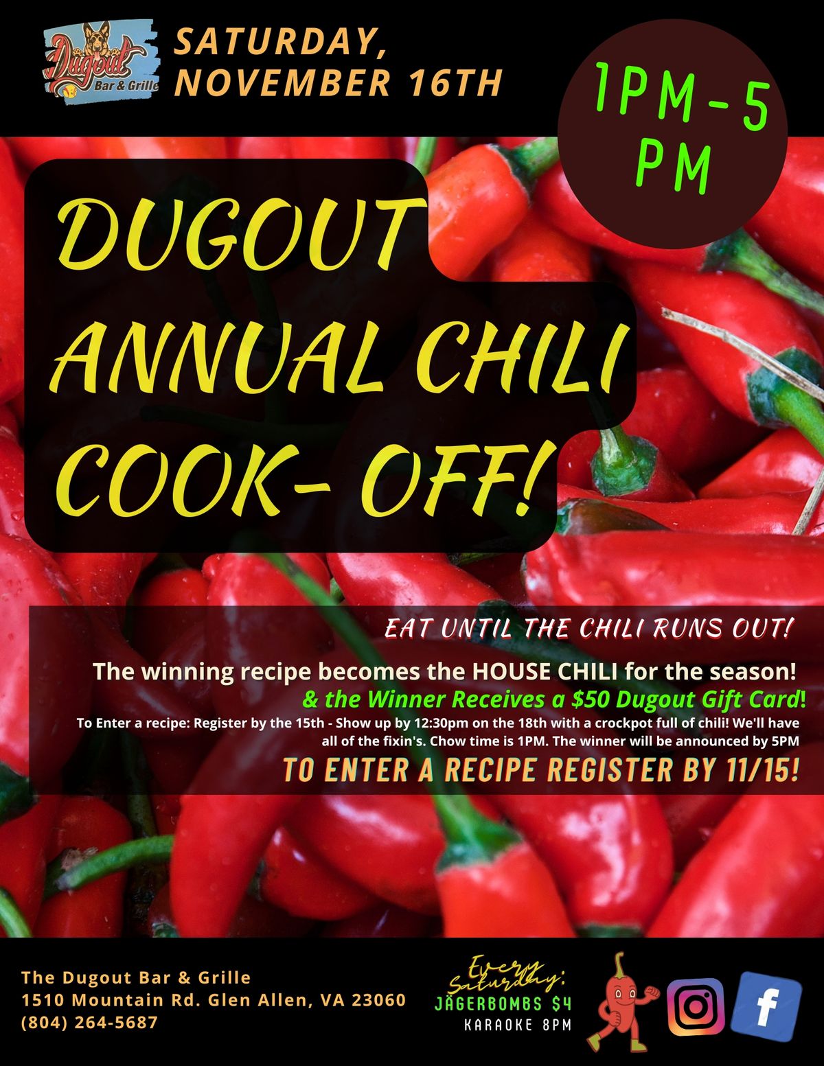 Annual Chili Cook-Off @ the Dugout!