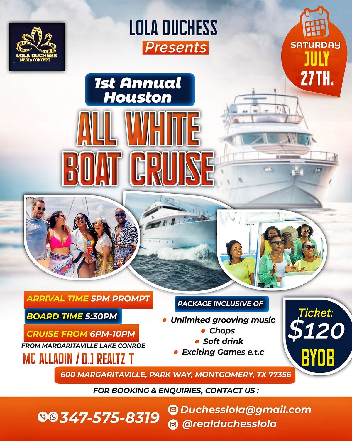 Duchess Afro beats All white boat Cruise 