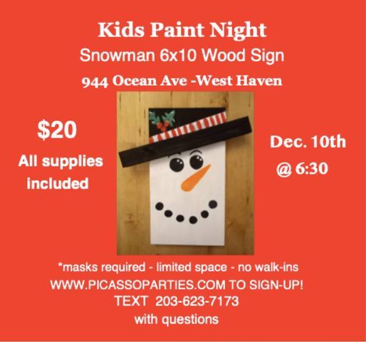 Kids Wood Snowman  Paint Night