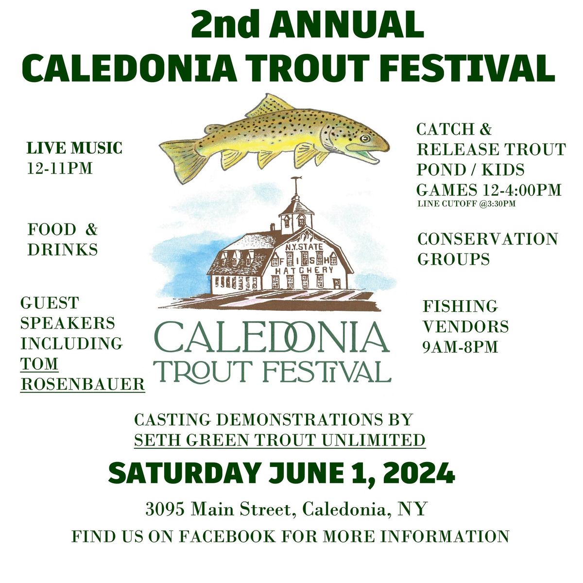 Caledonia Trout Festival 2024, 3095 Main Street, Caledonia, NY, 1 June 2024