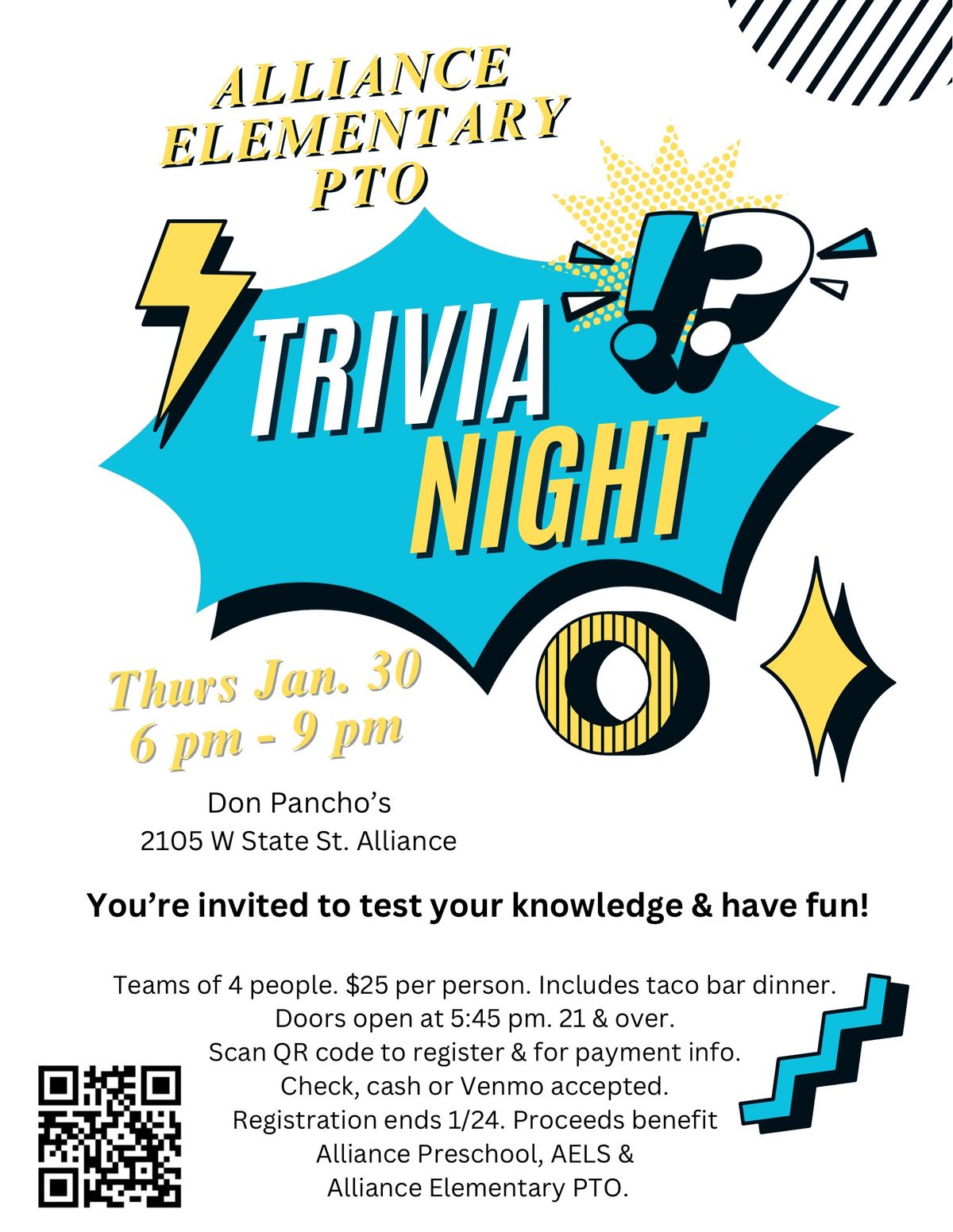 Alliance Elementary PTO\u2019s 2nd Annual Trivia Night