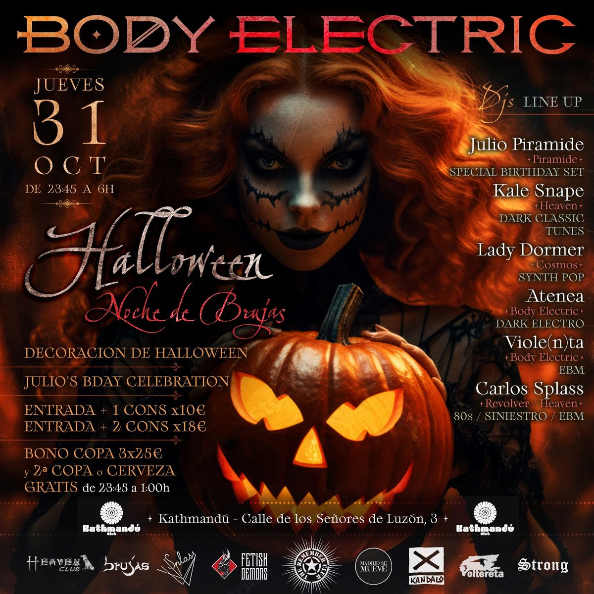 \ud83d\udc80 \u26a1\ufe0fBODY ELECTRIC CLUB\u26a1\ufe0f\ud83d\udc80 \ud83c\udf83\ud83e\uddd9\ud83c\udffbHALLOWEEN: NOCHE DE BRUJAS\ud83e\uddd9\ud83c\udffb\ud83c\udf83