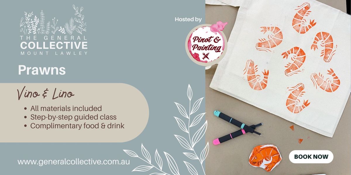 Vino & Lino: Prawns (Tote Bags & Cards) | Hosted by Pinot & Painting