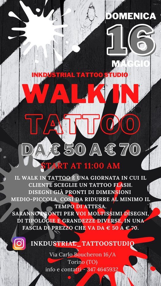 Walk In Tattoo Piercing Day Inkdustrial Tattoo Studio Alpignano 16 May 21