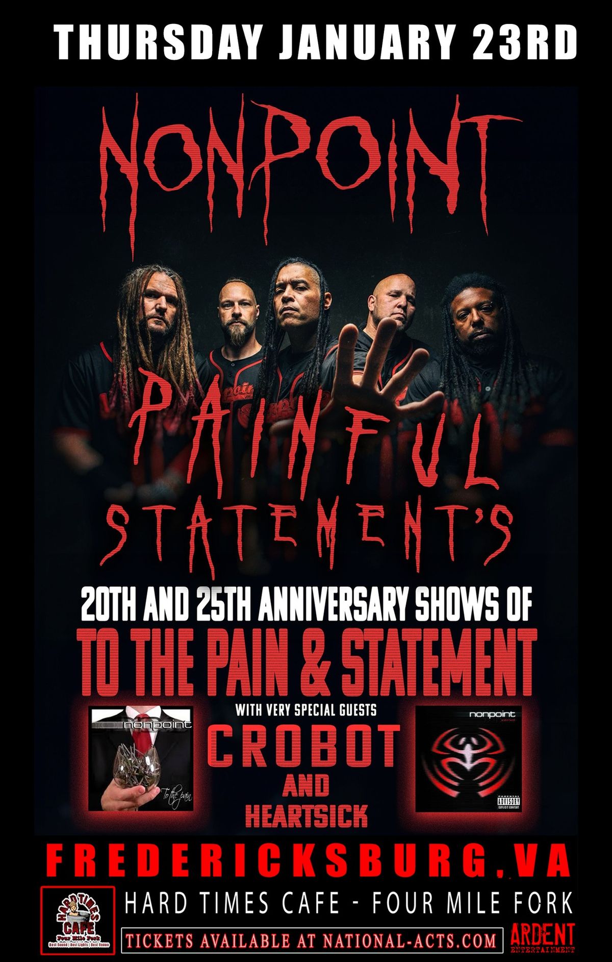 NONPOINT wsg: Crobot & Heartsick at Hard Times Cafe - Four Mile Fork | Fredericksburg, VA