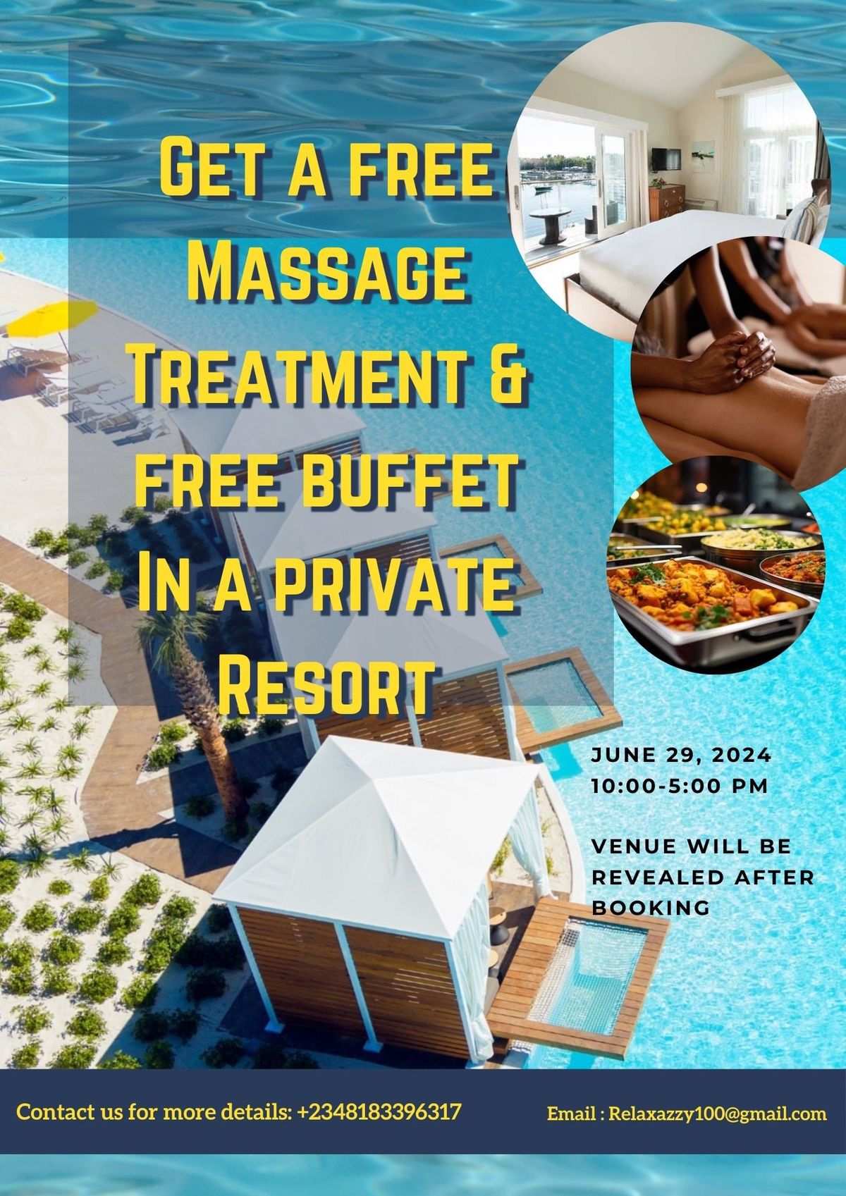 3rd Edition Free massage day on a Luxurious Beach house resort 