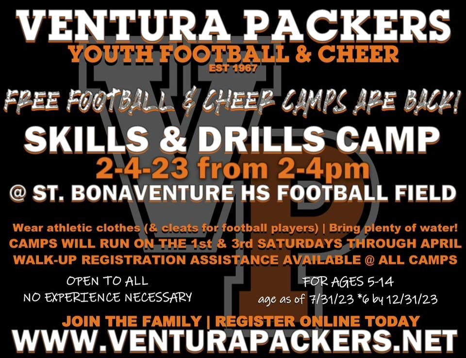 Ventura Packers FREE Football and Cheer Camp