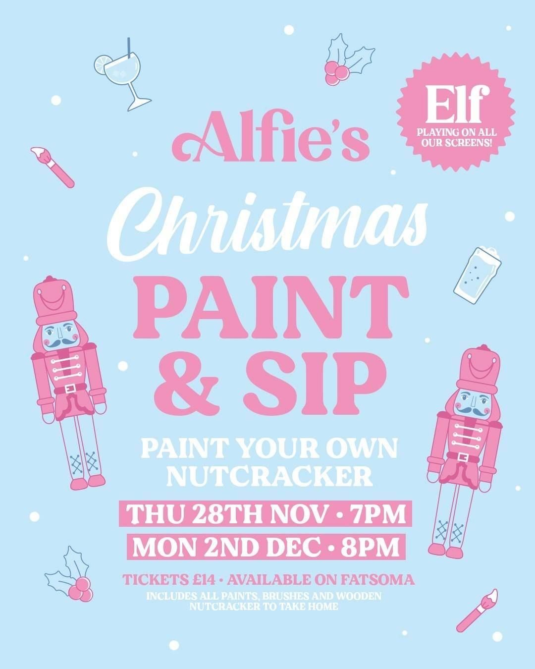 Christmas Sip &amp; Paint - Alfie\u2019s Bar - Monday 2nd December 