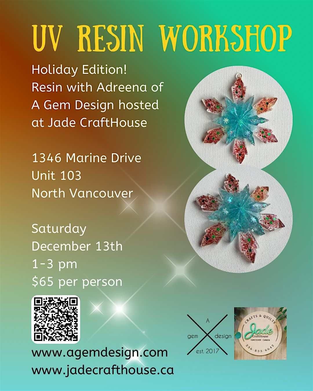 Holiday Edition UV Resin Art Workshop at Jade CraftHouse