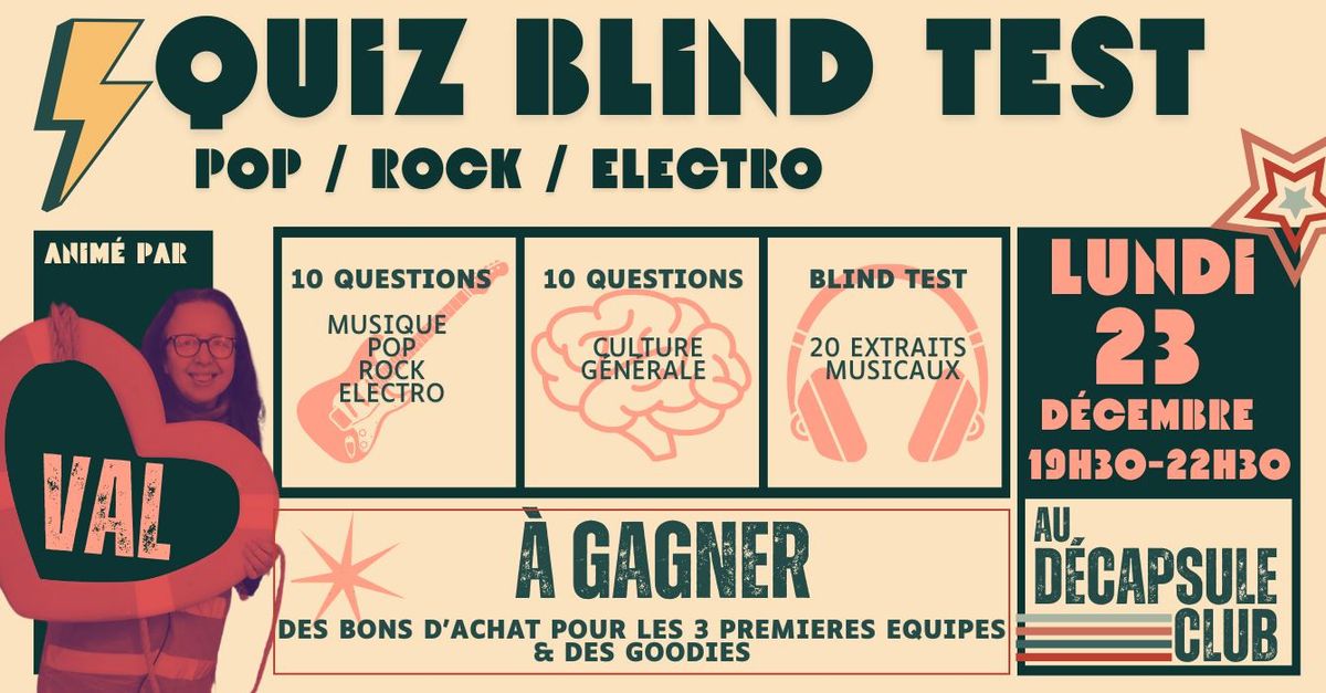 Le QUIZ-BLIND TEST Pop, Rock & \u00c9lectro de VAL