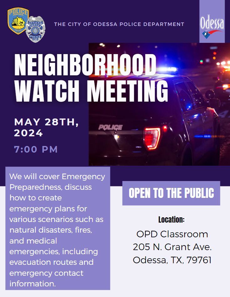 Neighborhood Watch Meeting \u2013 Emergency Preparedness