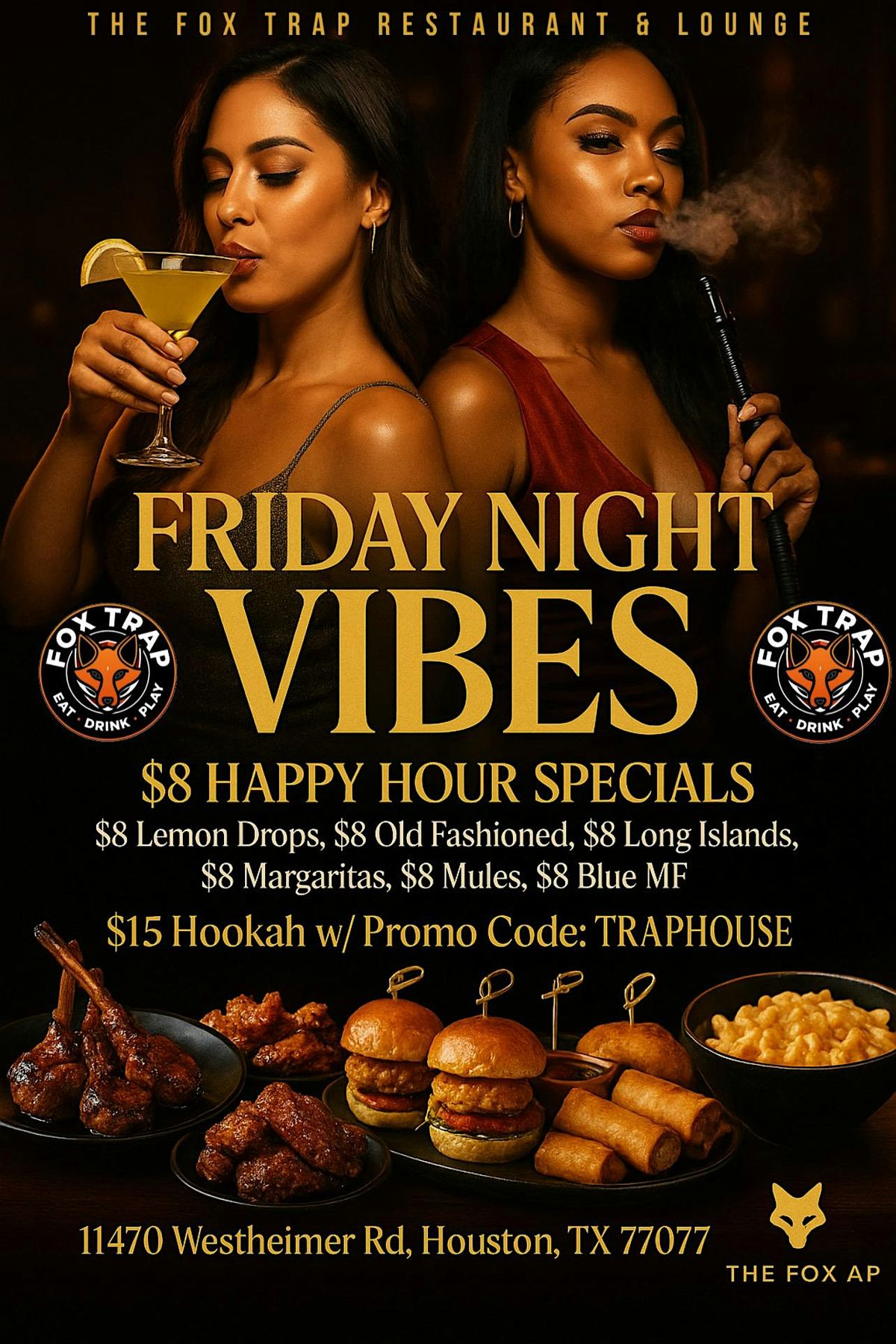 Friday Night Dinner Vibes With Live DJ |NBA Games|$15 Hookahs|Pool Tables