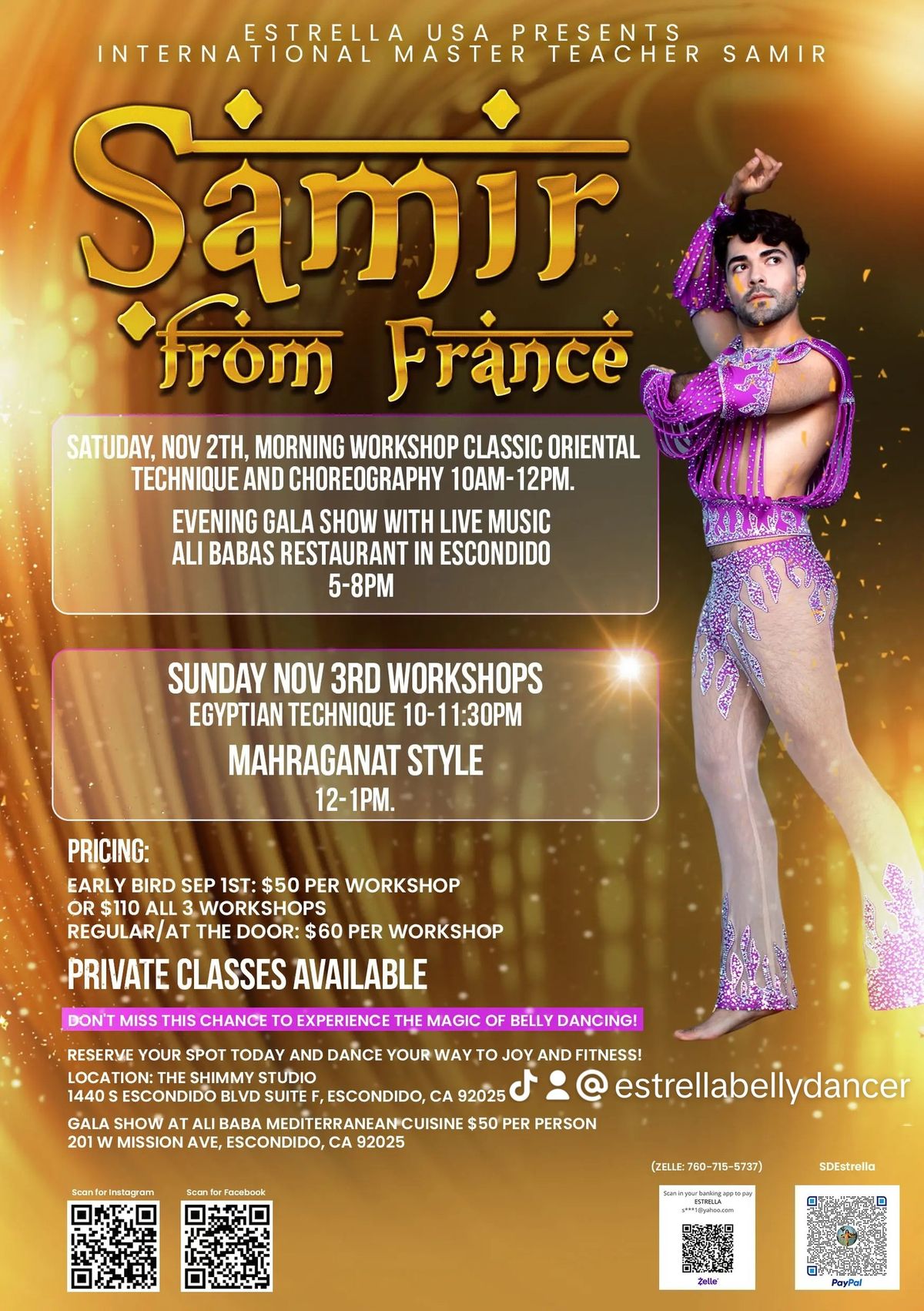 extravagance weekend with Master Teacher SAMIR Workshop from 10-12pm