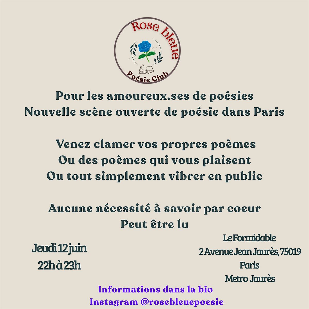 Rose Bleue Po\u00e9sie Club Vendredi 28 novembre 2025