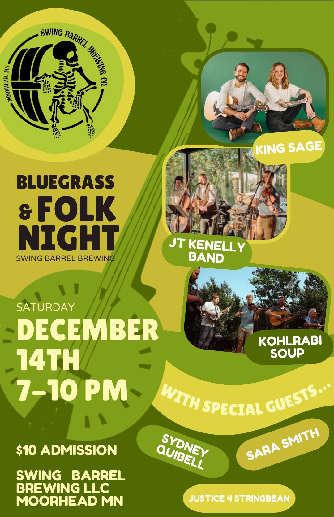 Bluegrass & Folk Night @ Swing Barrel - JT Kennelly, King Sage & Kohlrabi Soup