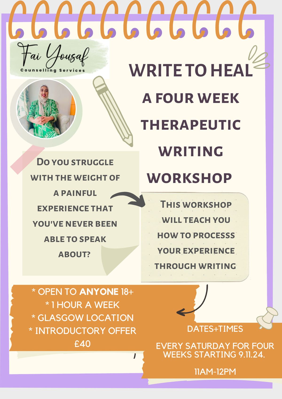 Write to Heal; A Four Week Therapeutic Writing Workshop