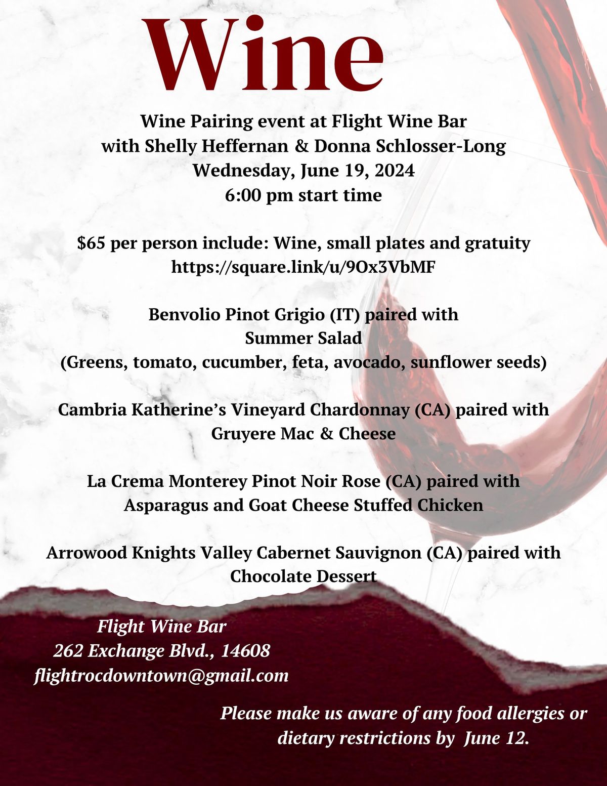  Wine Pairing event at Flight Wine Bar  with Shelly Heffernan & Donna Schlosser-Long
