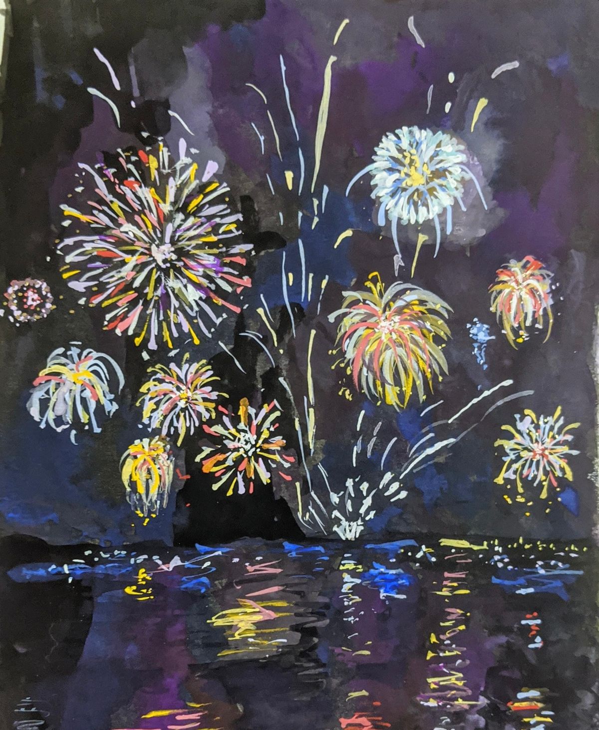 Adult Art Workshops - Painting Fireworks with Gouache