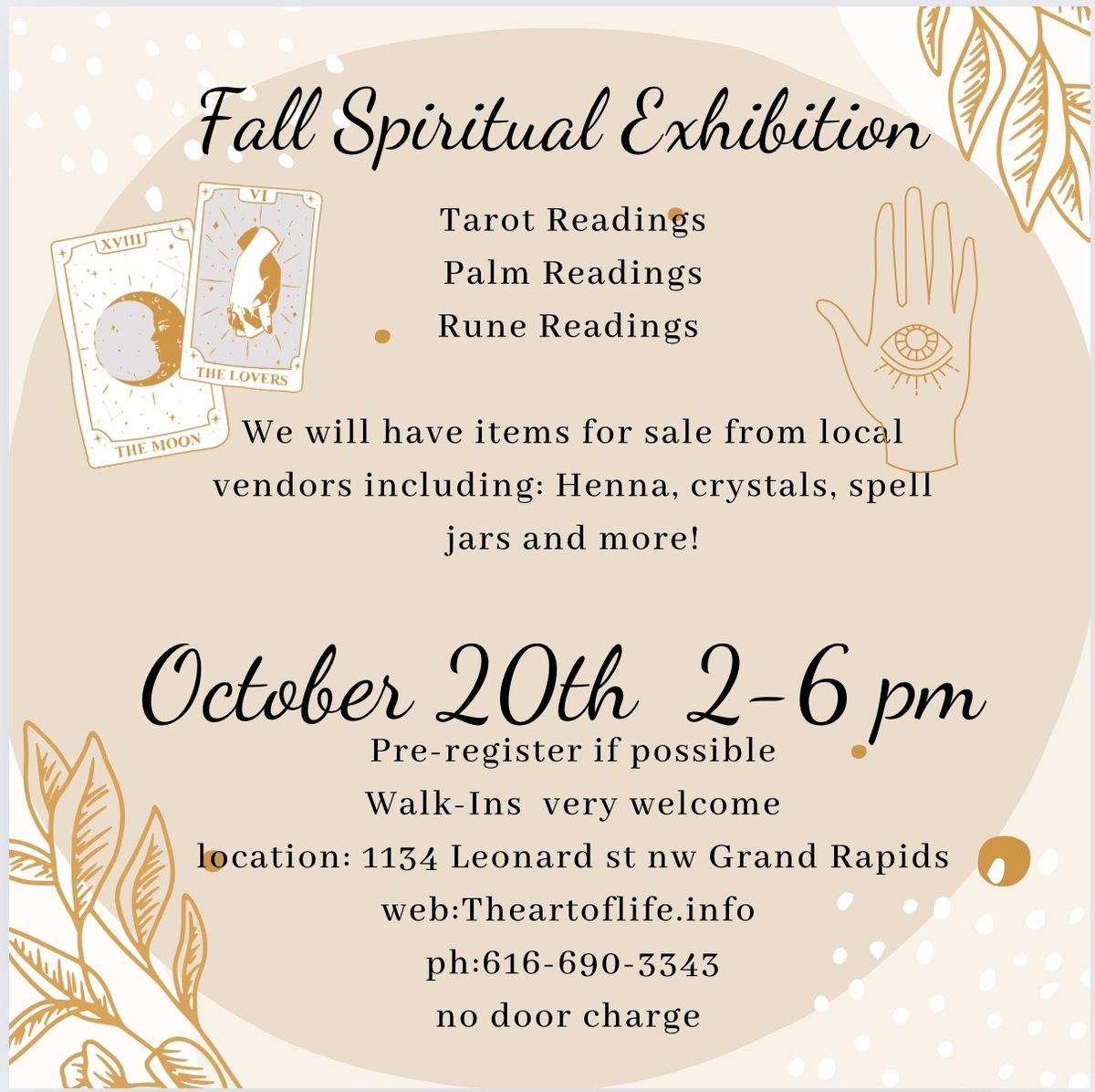 Fall spiritual expo, October 20th no door charge 