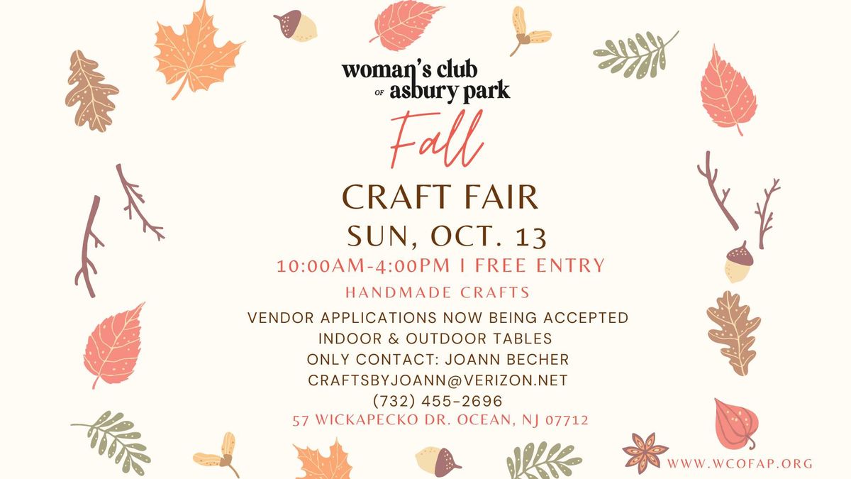 Fall Craft Fair: Sunday, Oct. 13, 2024