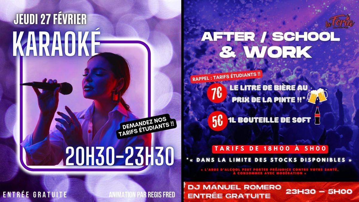 Jeudi Soir\u00e9e Karaok\u00e9 & Afterschool et Work \/ La Feria Lyon 