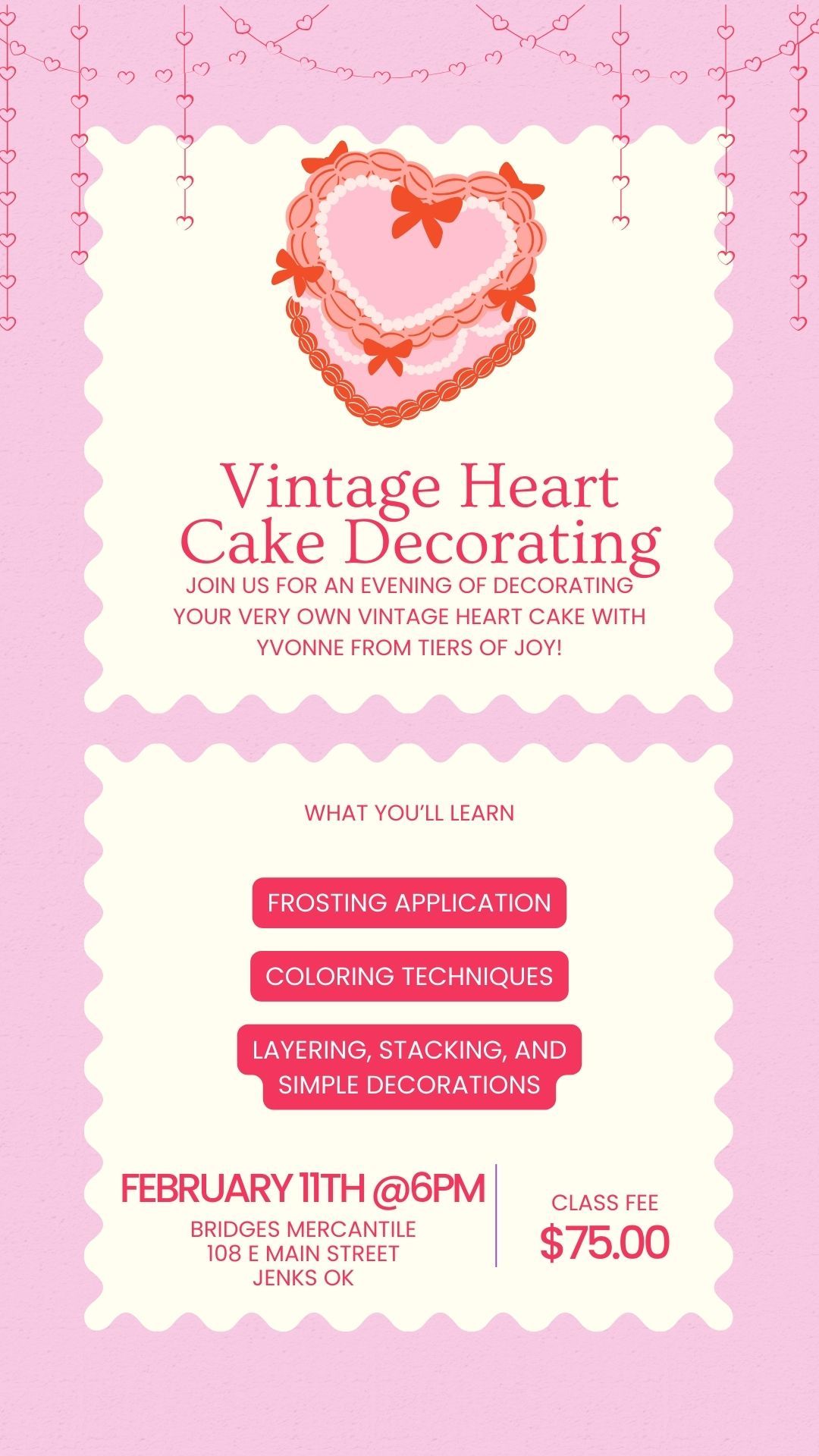 Vintage Heart Cake Decorating 