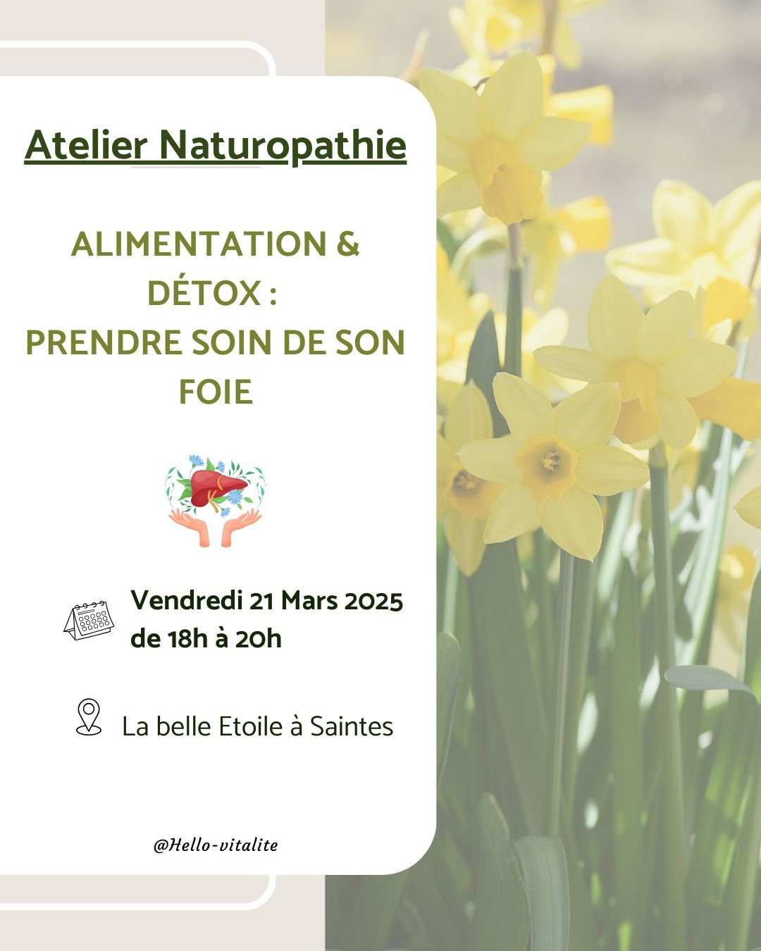 Atelier naturopathie - Alimentation anti-inflammatoire et Detox