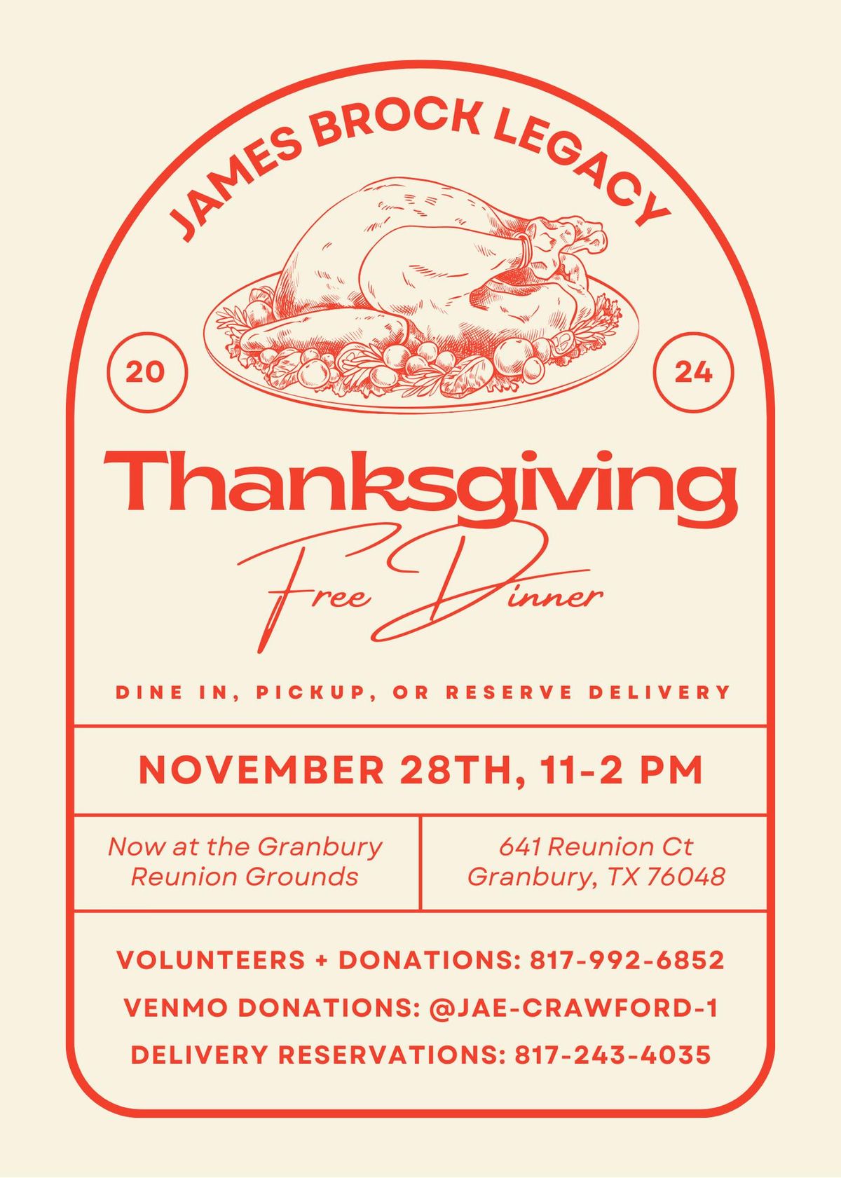 James Brock Legacy Thanksgiving Dinner