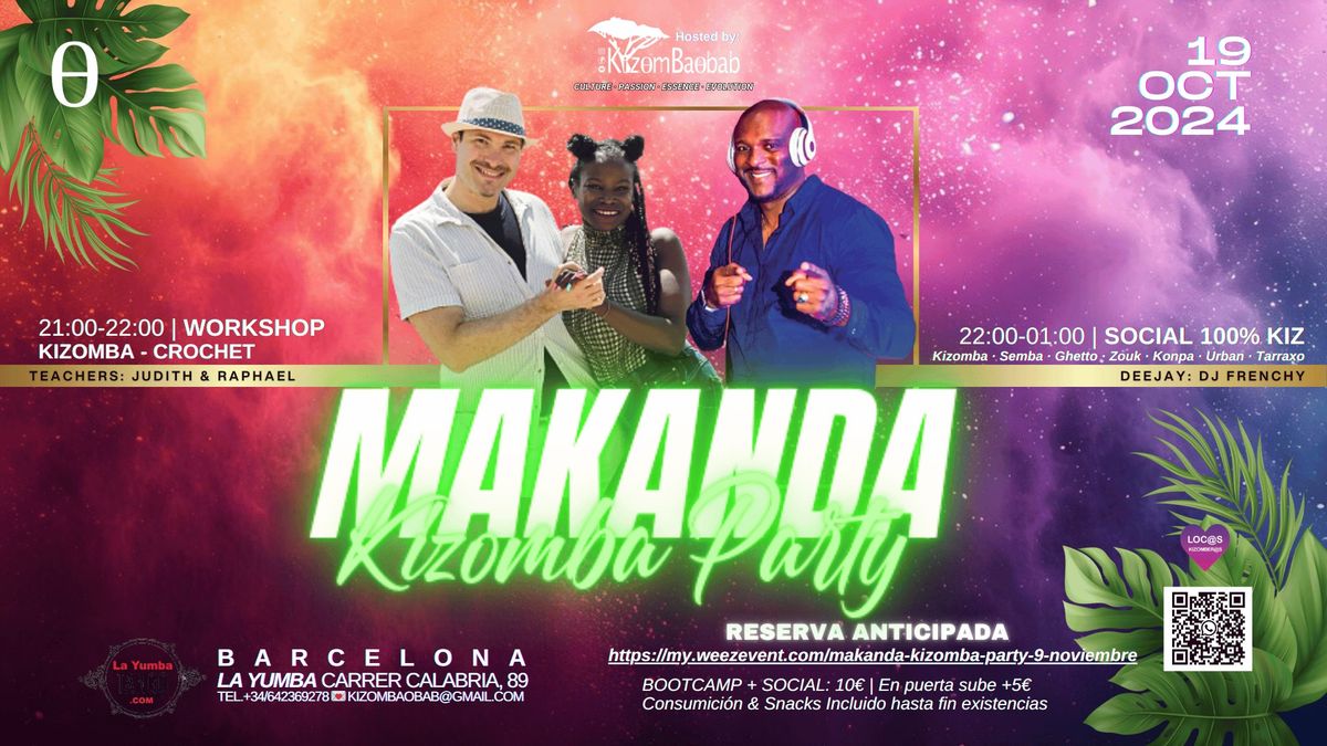 MAKANDA 1H WORKSHOP & KIZOMBA PARTY (MENSUAL) | 9 NOV 2024 | BARCELONA by KizomBaobab