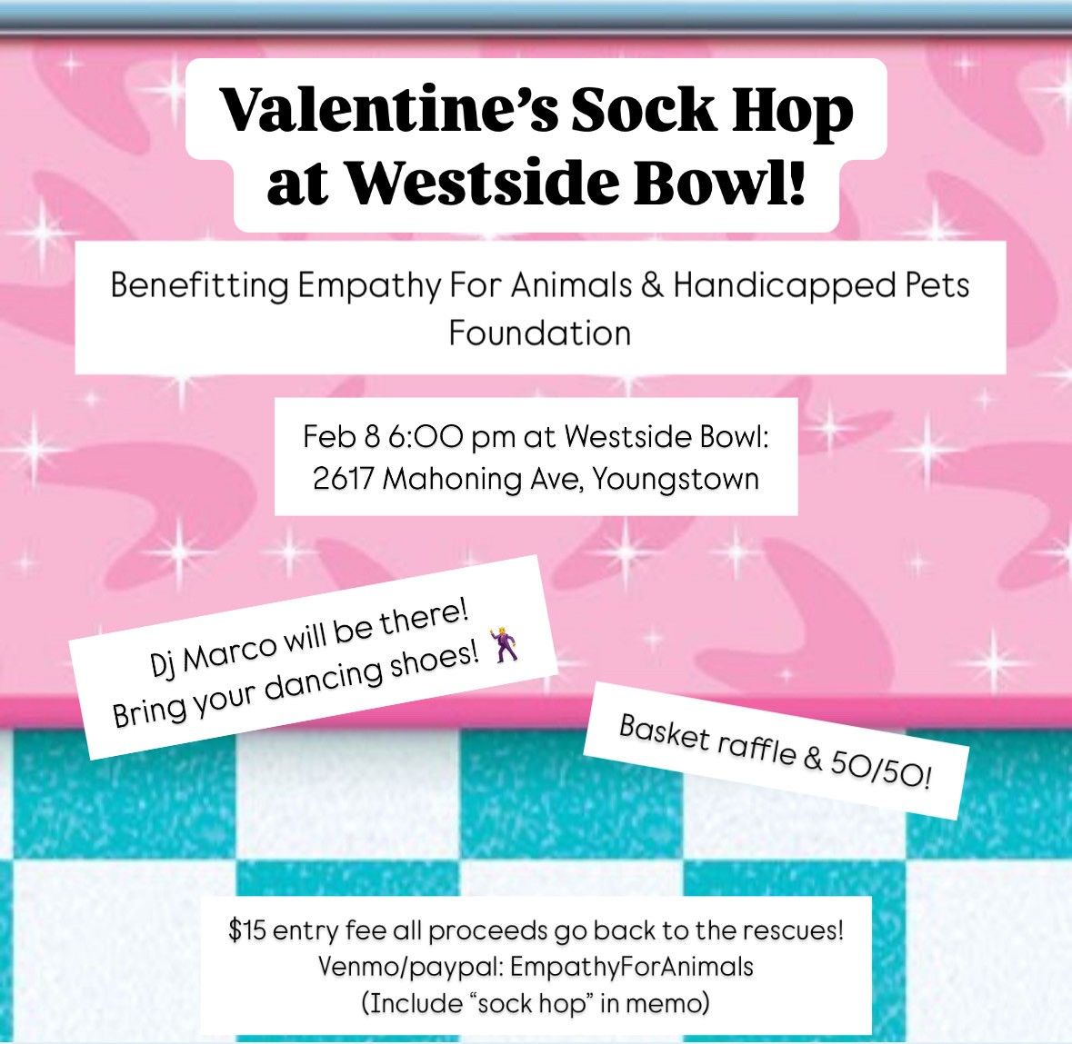 Valentine's Sock Hop Fundraiser at Westside Bowl!