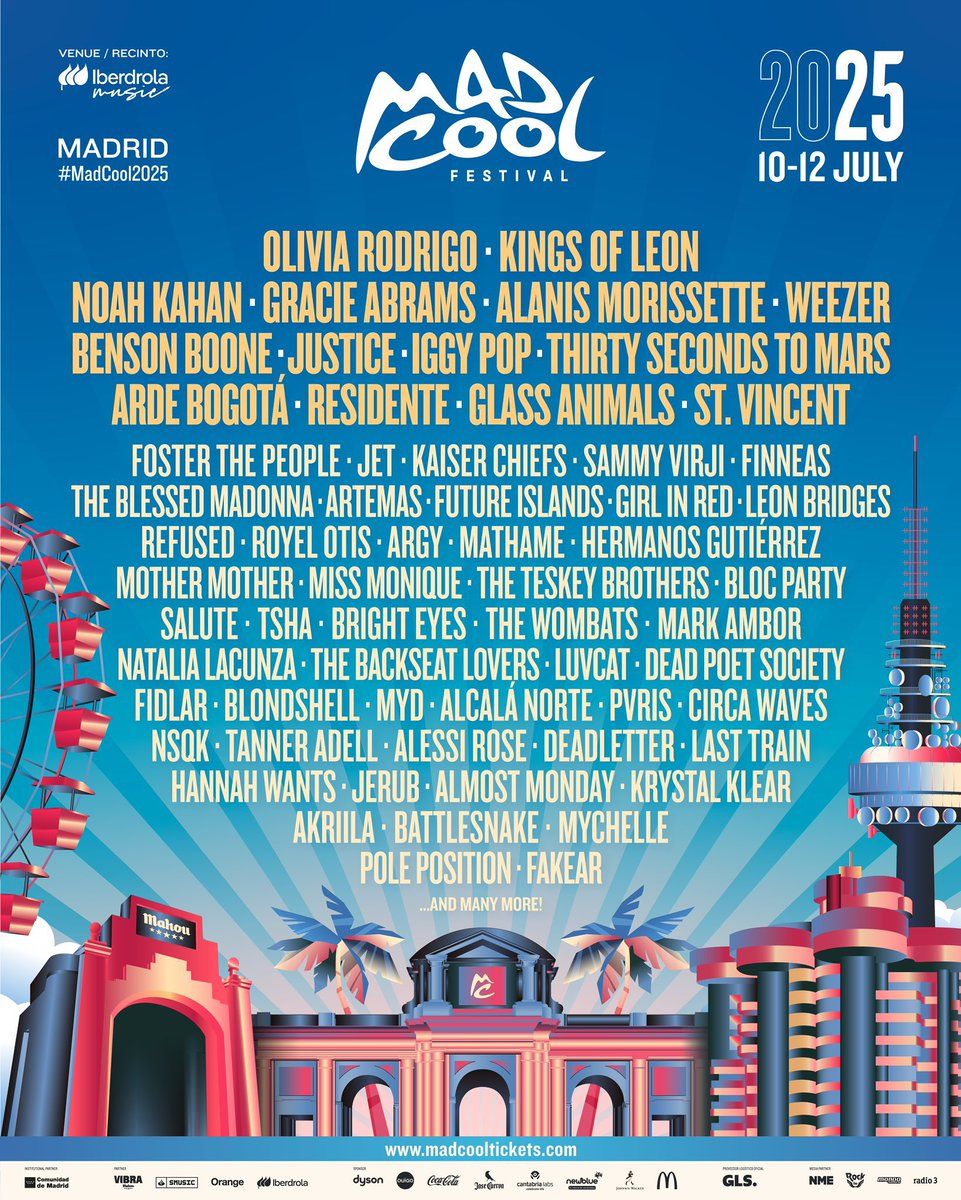 Mad Cool Festival 2025 - 3-Day Pass - Olivia Rodrigo, Kings of Leon, Noah Kahan and more