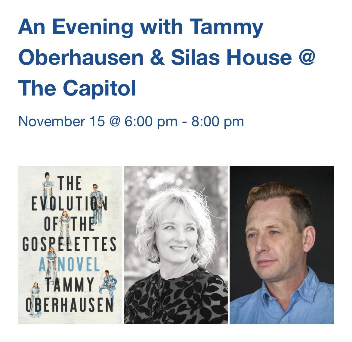 An Evening with Tammy Oberhausen & Silas House @ The Capitol