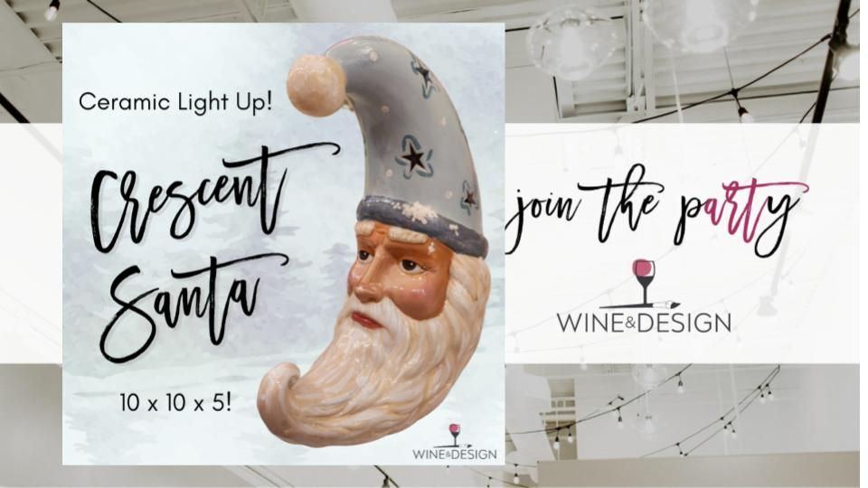 BRAND NEW! Ceramic Light Up Crescent Santa | 10" x 10" x 5'! | Wine & Design