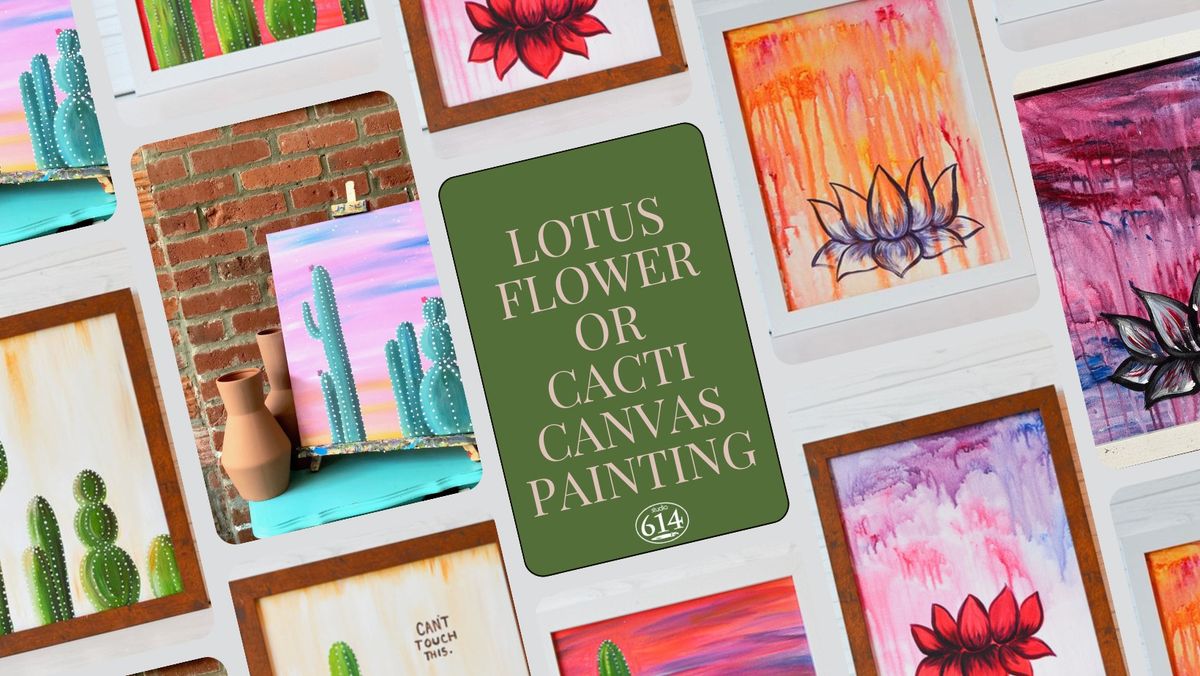 Lotus Flower or Cacti Canvas Painting