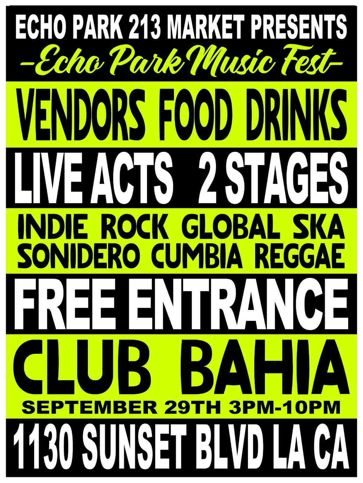 ECHO PARK 213 MARKET  PRESENTS THE ECHO PARK MUSIC FEST 1